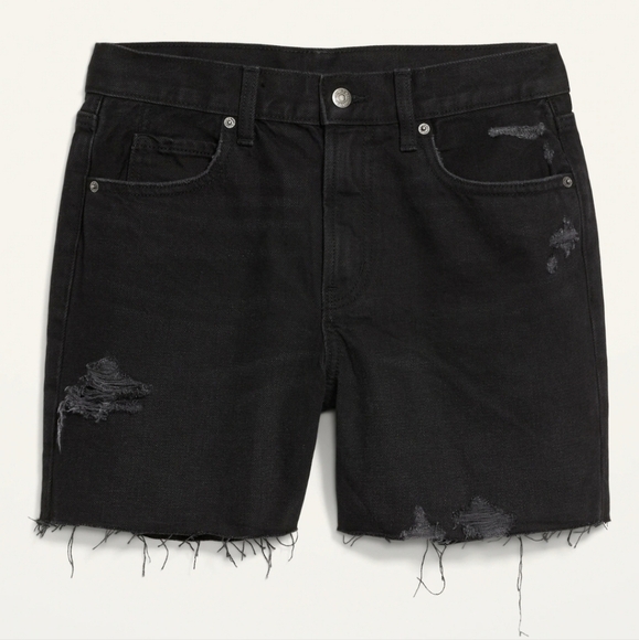 NEW! OLD NAVY High Rise Slouchy Straight Denim Jean Shorts 0. - Picture 2 of 8